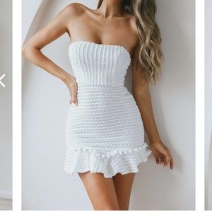 white strapless mini dress